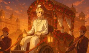 Royal Baraat on a Vintage Carriage