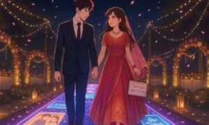 Illuminated LED Walkway with Your Vows in Lights